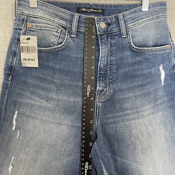 Mavi Jeans Women 27 Blue Elliot High Rise Wide Crop Two Tone Denim New - Picture 7 of 14